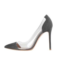 null Sleek High Heels With Rubber Heel Cap, Chic Fitted Gray Heels, Chic Gray Pointed Toe Heels, Fitted Gray Heels For Evening, Gray Fitted Heels For Evening, Elegant Gray High Heels, Gray Heels For Formal Occasions, Chic Gray Closed Toe Heels, Gray High Heels For Office