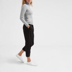 Women’s Pima Micro Rib Turtleneck | Everlane Spring Workwear Long Sleeve Turtleneck, Long Sleeve Turtleneck For Spring Workwear, Long Sleeve Turtleneck For Work In Spring, Spring Long Sleeve Turtleneck For Work, Casual Solid Turtleneck With Thumbholes, Casual Funnel Neck Turtleneck For Work, Casual Turtleneck With Thumbholes, Casual Turtleneck With Thumbholes For Fall, Casual Fitted Turtleneck With Thumbholes