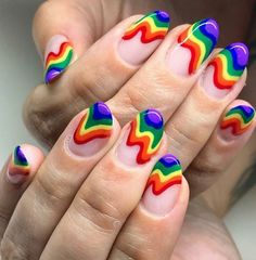 Rainbow Nail Art Designs, Sprinkle Nails, Rainbow Nails Design, Rainbow Nail Art, Unghie Nail Art, Pedicure Designs, Simple Nail Art Designs