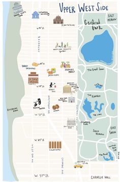 an illustrated map of the upper west side