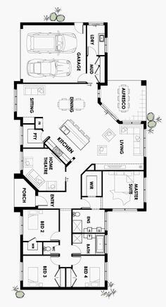 the floor plan for an apartment with three bedroom and two bathrooms, one living room