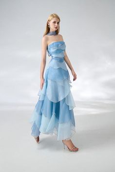 Light Blue Party Dress, Organza Material, Fashion Reference