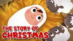 the story of christmas with sheep and sunflowers in front of an animated image