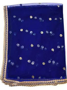 "Women Net Embroidered Dupatta 42\" x 2.50 Meters Designer Long Net Bridal Sequins Work Dupatta Stole Veil Stole Hijab Sarong Bridesmaid Chunni, Dupatta on skirts  *Fabric :net *Occasion: brides wear dupatta, Bridesmaids wear, haldi wear, wedding wear, anniversary, party wear, dupatta on skirts, dupatta on top, dupatta on suit, baby shower, mehendi wear dupatta. *Length: The size of this dupatta is 42\" wide and 2.5 meters long A very delicate dupatta made of net fabric. This dupatta is very versatile as it is sheer and takes on the colour of the garment you are wearing. This dupattas can be teamed with any salwar kameez, lehenga choli, patiala suit. It is very handy to have these dupattas in your wadrobe. The fabric is very soft and is embroidered with golden sequence all over the dupatta Festive Blue Embroidered Fitted Fabric, Semi-stitched Royal Blue Blouse Piece For Wedding, Embroidered Blue Blouse Piece For Party, Traditional Blue Blouse Piece For Party, Traditional Blue Blouse For Party, Blue Traditional Party Blouse Piece, Traditional Blue Party Blouse Piece, Blue Semi-stitched Embroidered Fabric, Blue Traditional Fitted Embroidered Fabric