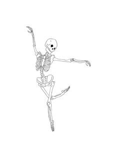 a drawing of a skeleton dancing in the air