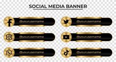 gold and black social media banners set on transparent background stock photo - budget conscious marketing