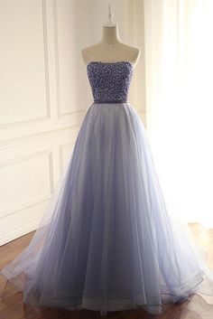 Lavender Prom Dresses, Beaded Corset, Stylish Prom Dress, Dress With Corset, Robes Vintage, Strapless Prom Dresses, Prom Dresses 2018, Tulle Bridesmaid Dress, Floor Length Prom Dresses