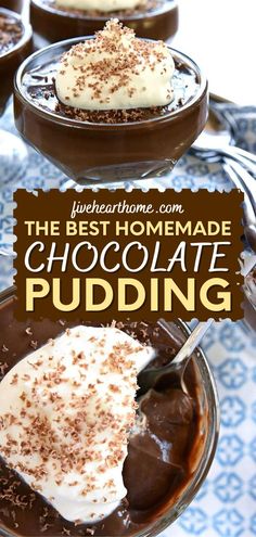 Once you try this quick and easy pudding recipe, you'll be saying goodbye to store-bought! Smooth and silky, rich and creamy, this Homemade Chocolate Pudding is the BEST. Serve it as one of your Thanksgiving desserts! Best Pudding Recipe, Home Made Pudding, Chocolate Pudding Desserts, Homemade Vanilla Pudding, Chocolate Pudding Recipe, Perfect Christmas Dessert, Salty Recipes, Homemade Chocolate Pudding