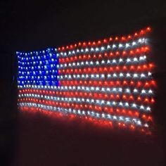 an american flag made out of red, white and blue lights