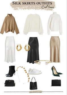 way to style look ideas satin skirt Silk Skirts, Rok Outfit, Stile Casual Chic, Skirts Outfits, Classy Lady, Fashion Capsule Wardrobe, Outfit Chic, Modest Fashion Outfits