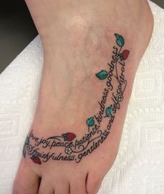 a woman's foot with a tattoo on it