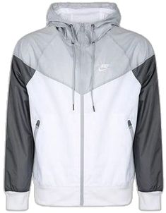 Urban White Hooded Jacket With Double-lined Hood, Nike White Windbreaker For Winter, Nike White Winter Windbreaker, White Technical Long Sleeve Windbreaker, White Hooded Track Jacket For Winter, White Sportswear Outerwear For Outdoor, White Sportswear Outerwear For Outdoor Activities, White Sportswear Windbreaker For Outdoor, White Outdoor Sportswear Outerwear