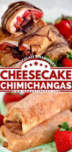 cheesecake chimichangas with strawberries on the side