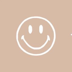 a white smiley face with two arrows pointing in opposite directions on a brown and tan background