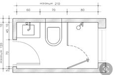 a drawing of a bathroom with a toilet, sink and bathtub in the center