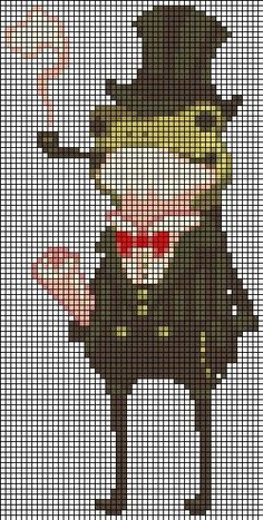 a cross stitch pattern of a cat wearing a top hat