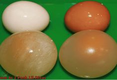 three different types of eggs on a green surface with the words, the dissolving shell & bouncing egg experiment