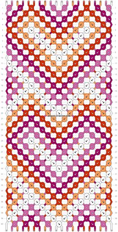 an image of a cross stitch pattern in orange, pink and purple colors on a white background