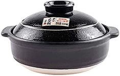 LIUSHI Japanese Donabe Stone Rice Pot Dolsot,Traditional Handmade Stockpot Ceramic Casserole with Lid Non-Stick Cookware Black 3.59quart Ceramic Saucepan, Small Rice Cooker, Best Rice Cooker, Microwave Rice Cooker, Healthy Cookware