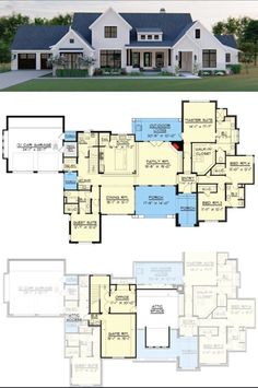 two story house plans with large windows and lots of space for the living room to sit in