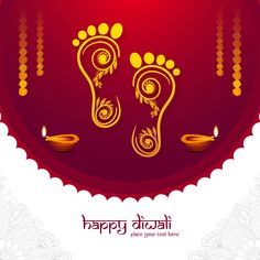 happy diwali greeting card with foot design