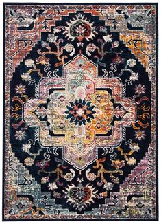 Dark Rugs, Dark And Moody Living Room, Brighten Room, Moody Living Room, Deco Rug, Art Deco Rug, Rug Direct, Navy Rug, Medallion Design