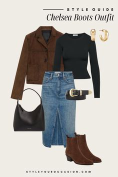 How to Wear Chelsea Boots for Fall & Winter & 15 Chic Outfit Ideas. Searching for Chelsea boot outfit ideas for women this fall and winter 2024? Check out my list of stylish Chelsea boot looks perfect for any occasion! Stay on top of the latest fall fashion trends and learn how to rock Chelsea boots this season. Whether you love chunky, black, brown, cream, or heeled styles, we’ve got all the fall and winter outfit inspiration you need! Chestnut Boots Outfit, Chelsea Boot Outfit, Outfit Ideas For Fall, What To Wear Fall