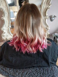 New Hairstyle Ideas, Red Hair Tips, Pink Balayage, Dipped Hair, Pink Ombre Hair