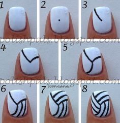 Volleyball Nail Art, Volleyball Nails, Nailart Tutorial, Unghie Sfumate, Curved Nails, Matte Nail Polish, Diy Nail Art, Cute Nail Art