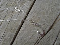 Fishing hook necklace in sterling silver by Billyrebs on Etsy, $39.00 Unique Jewelry With Fish Hook For Gift, Adjustable Sterling Silver Fish Hook Jewelry, Silver Necklaces With Fish Hook For Gift, Silver Necklace With Fish Hook Clasp Gift, Sterling Silver Fish Hook Jewelry Gift, Sterling Silver Jewelry With Fish Hook For Gift, Fish Hook Necklace, Hook Necklace, Fishing Hook