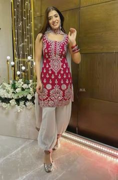 White And Red Suits For Women Indian, Party Dress Indian Fashion Styles, Suit Traditional Women, Desi Suits For Women, Patiala Dress Designs, Indian Salwar Suit Designs, Suits From Sarees Indian Fashion, Karwachauth Captions, Suits For Women Indian Design