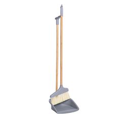 a broom and dustpan on a white background