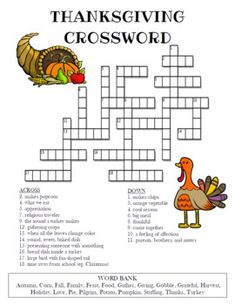 the thanksgiving crossword puzzle is shown