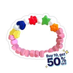 colorful bracelets with stars and hearts are on sale for 50 % off the price