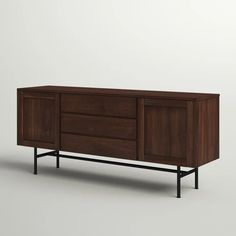 the sideboard is made from wood and metal