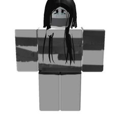 a lego figure with long hair wearing a black and white striped shirt, standing in front of a white background