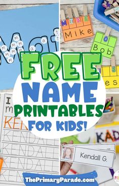 free name printables for kids with the title overlay