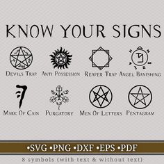 an image of different types of symbols on a white background with the words know your signs