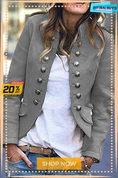 Fashion Classic Button Blazer Celana Kargo, Fall Fashion Coats, Ladies Blazer, Stylish Blazer, Winter Stil, Long Sleeves Coats, 가을 패션, Blazer Buttons, Contemporary Fashion