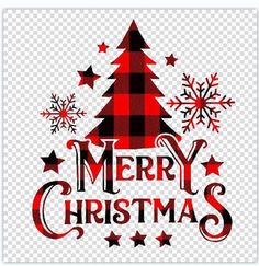 merry christmas tree with stars and snowflakes on the bottom, transparent background png clipart