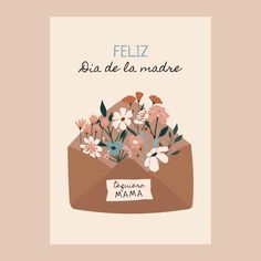 an envelope with flowers in it and the words feliz des la mathe