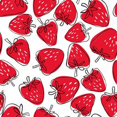 seamless pattern with strawberries on white background for wallpaper, fabric or wrapping