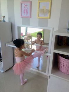 Ballet ballerina bar at home playroom Playroom With Dance Area, Ballet Bar In Girls Room, Ballerina Toddler Room, Ballet Bedroom Ideas, Ballerina Bedroom Ideas Kids, Ballet Room Ideas Bedrooms, Dance Bedroom Ideas, Ballerina Bedroom Ideas, Ballerina Girls Bedroom