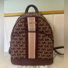 Mk Brown, Light Pink, Dark Purple Used A Few Times Good Condition Pink Dark, Dark Purple, Medium Size, Pink Purple, Light Pink, Bag Lady, Michael Kors, Backpacks, Purple