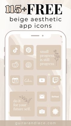 an iphone with the text, freebie aesthetic app icons on it's screen