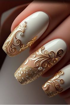 Do you want some fresh and chic nail manicure designs to boost your look? Then you've come to the right place. In this pin, I'll display 10 amazing nail design ideas that are simple to do and perfect for any occasion. Whether you want to go for a timeless, elegant, or innovative style, you'll find something that matches your individuality and mood. #naildesign #nails #manicure Royal Nail Designs, Ornate Nail Designs, Victorian Style Nail Art, September Nails Art, Nail Nail Designs, Manicure Designs, September Nails, Fancy Nails Designs, Designs Nail