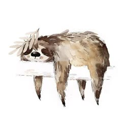 a watercolor painting of a sloth on a white background