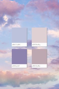 the sky is filled with different shades of purple and blue, as well as white clouds