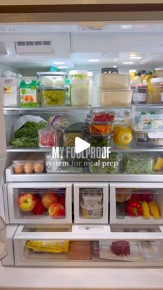 an open refrigerator filled with lots of different types of vegetables and fruit in it's doors