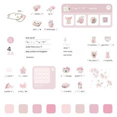 the pink and white sticker sheet has many different things on it, including teddy bears